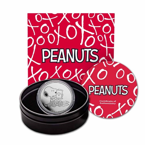 1oz Silver Peanuts Snoopy Valentine's Card