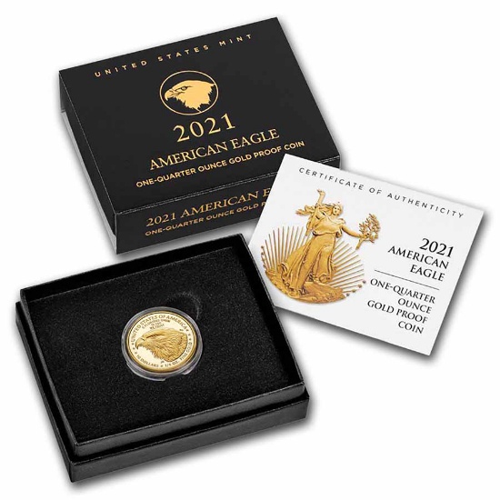 2021w 1/4oz Pf Gold Eagle Type 2 Box & Coa