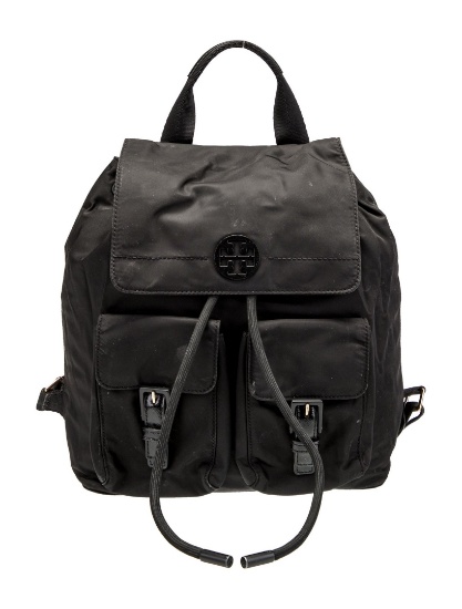 Tory Burch Black Nylon Gold-tone Hdw Snap Backpack