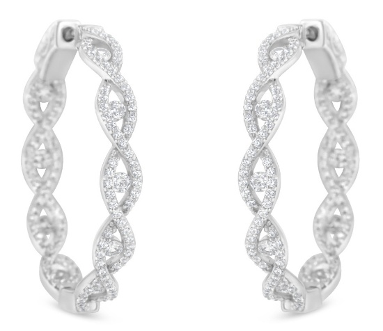 10k Wgold 1.51ct Diamond Infinity Hoop Earrings