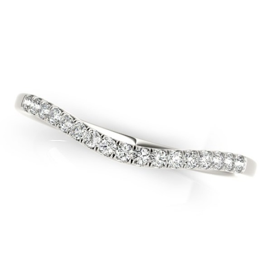 14k Wgold Round .12ct Diamond Soft Curved Band
