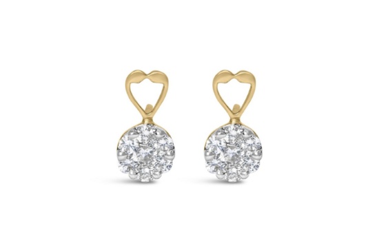 14k Gold Round 1.14ct Diamond Heart Earrings