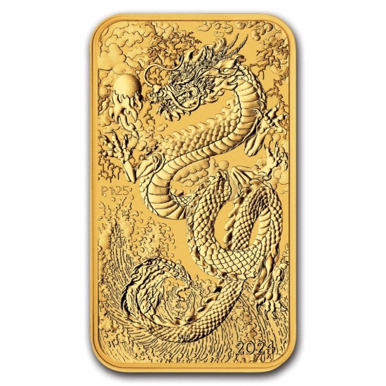 2024 1 Oz Gold Dragon Rectangular Coin Bu