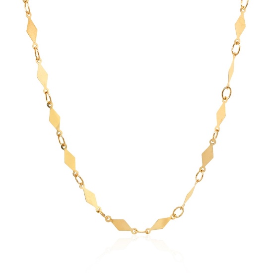 14k Gold Polished Diamond Motif Chain 3.0mm