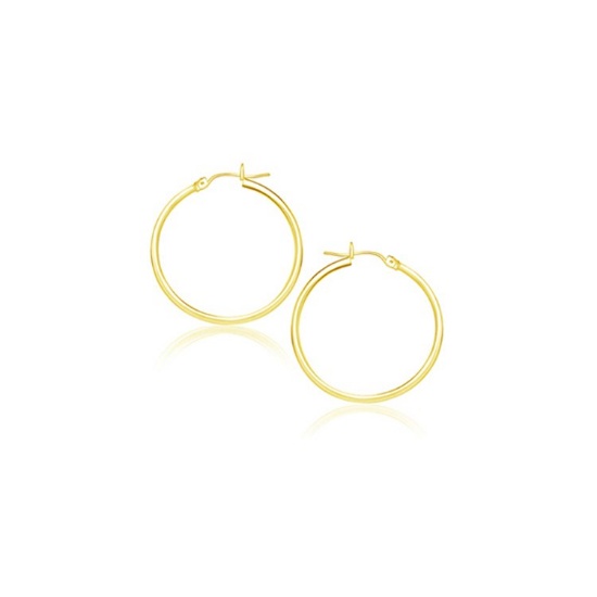 14k Gold Polished Hoop Earrings 20mm