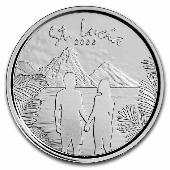 2022 St. Lucia 1 Oz Silver Loving Couple Bu