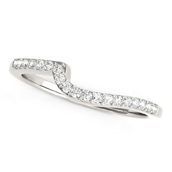 14k Wgold Round .24ct Diamond Curved Design Band