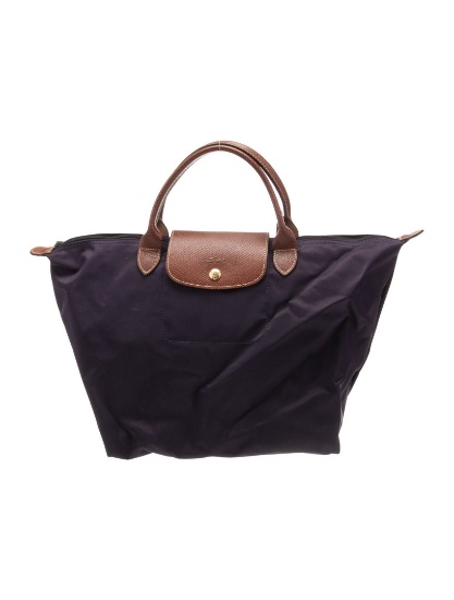 Longchamp Purple Nylon Zip Closure Top Hdl Bag