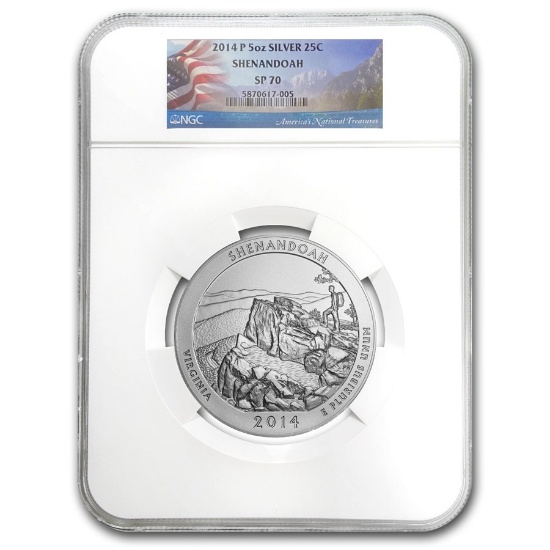 2014-p 5 Oz Silver Atb Shenandoah Sp-70 Ngc