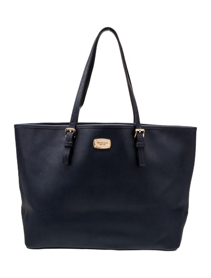 Michael Kors Blue Saffiano Lthr Clasp Cls Tote