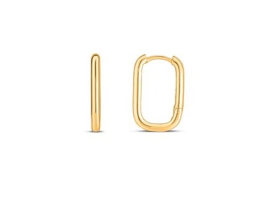 14k Gold Large Paperclip Huggie Hoop Earrings