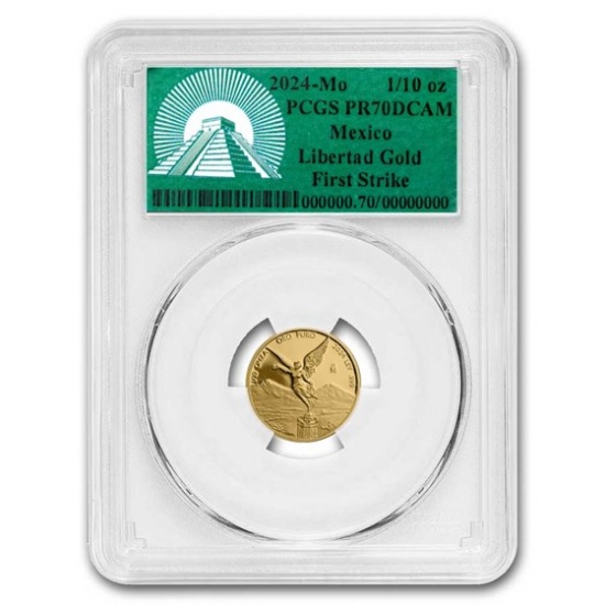 2024 Mexico 1/10 Oz Gold Libertad Pr-70 Pcgs Coin