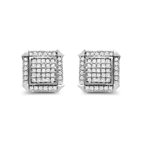 10k Gold .98ct Diamond Composite Halo Earrings