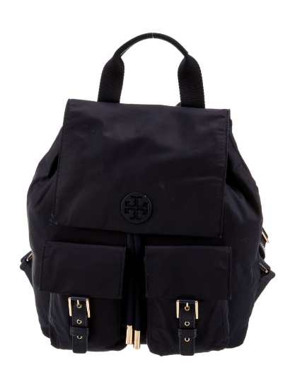 Tory Burch Blue Nylon Front & Drawstring Backpack