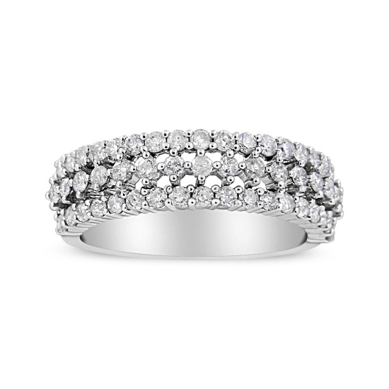 14k Gold 1.00ct Diamond 3-row Ring