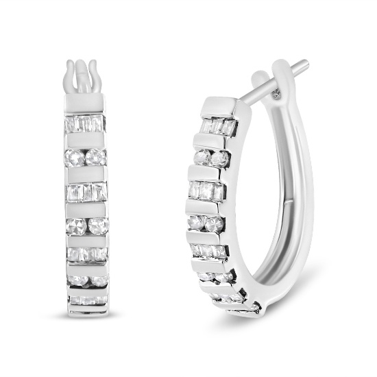 10k White Gold 1.00ct Diamond Hoop Earrings