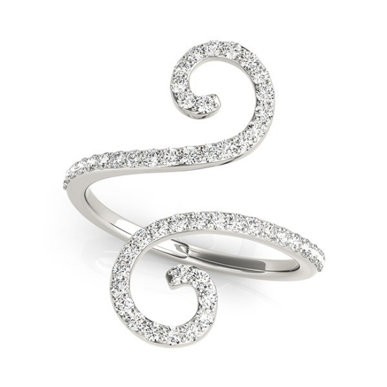 14k Wgold Round .45ct Diamond Flourish Style Ring