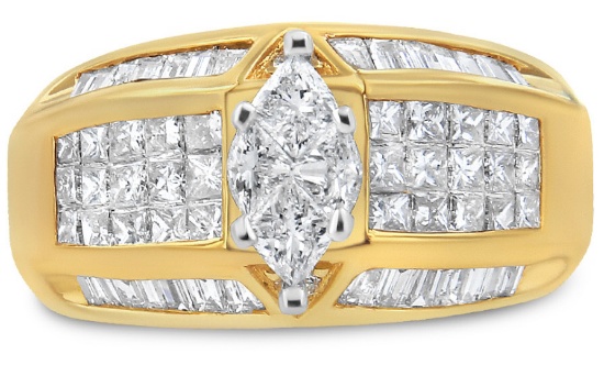 14k Two Tone Gold 1.73ct Diamond Composite Ring
