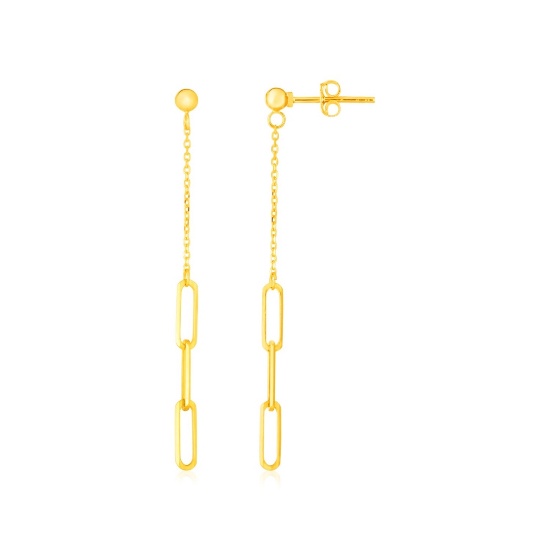 14k Gold Paperclip Chain & Fine Link Earrings