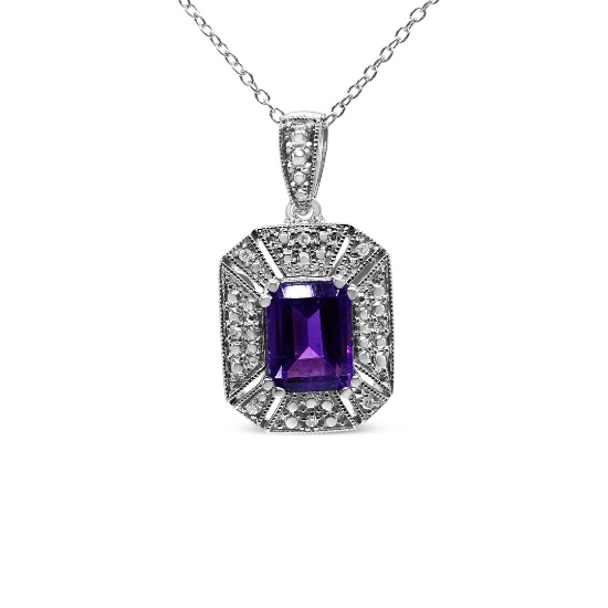 Elegant 2.18ct Amethyst & Diamond Accent Necklace