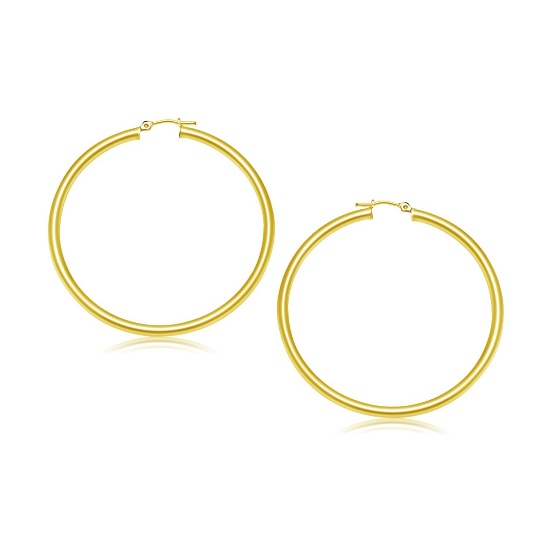10k Gold Polished Hoop Earrings 30mm
