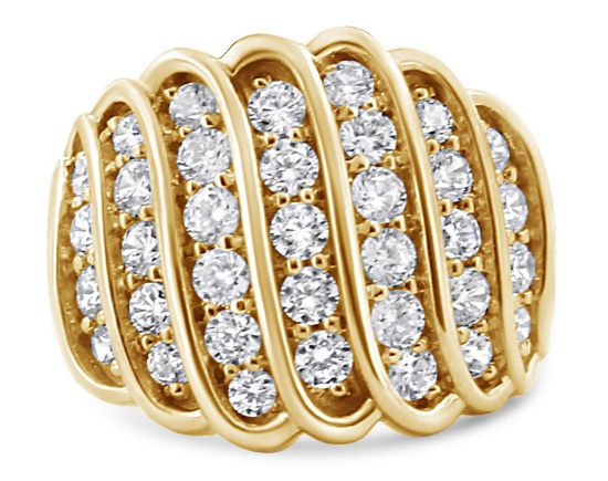 14k Goldpl Round 2.00ct Diamond Multi Row Ring