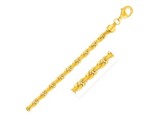 14k Gold Solid Diamond Cut Rope Chain 22"