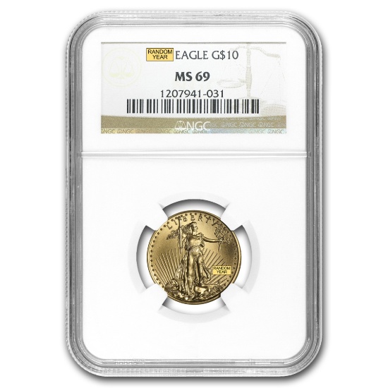 1/4 Oz American Gold Eagle Ms-69 Ngc (random Year)
