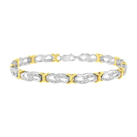 10k Gold-pl .25ct Diamond Infinity X Link Bracelet