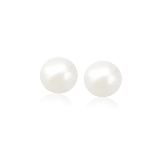 14k Gold Cultured White Pearl Stud Earrings 8.0 Mm