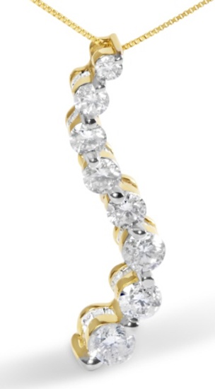 14k Gold Baguette & Round 3.00ct Diamond Necklace