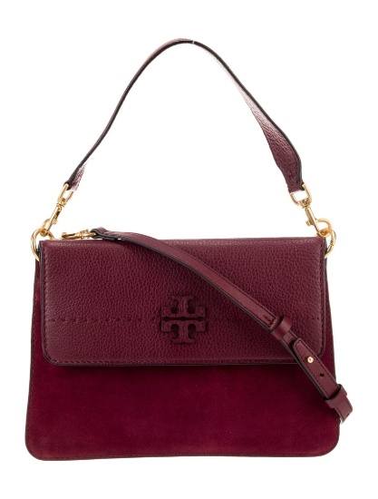 Tory Burch Burgundy Lthr Gold-tone Hdw Shldr Bag