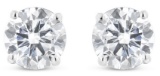 14k White Gold Round 2.00ct Diamond Stud Earrings