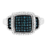 Striking .50ct Blue & White Diamond Cocktail Ring