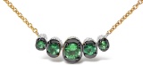 18k Gold Round 1.36ct Tsavorite & Diamond Necklace