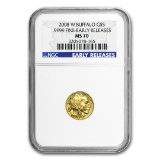 2008-w 1/10 Oz Gold Buffalo Ms-70 Ngc (er)