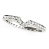 14k White Gold .12ct Diamond Modern Curved Band