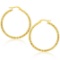 10k Gold Large Textured Hoop Earrings