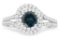 14k Wgold 1.34ct White & Blue Diamond Halo Ring