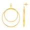 14k Gold Open Circle Dangles Post Earrings
