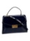 Tory Burch Blue Lthr Push-lock Top Hdl Bag