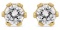 14k Gold Round 2.00ct Diamond Crown Stud Earrings