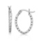 Sterling Silver Diamond Cut Oval Hoop Earrings