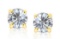 14k Gold Round .50ct White Topaz Stud Earrings