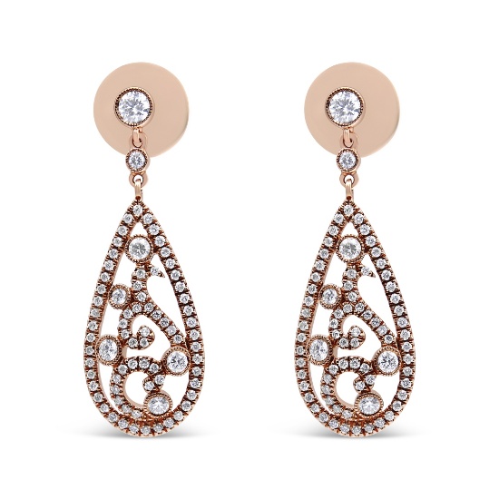 18k Rose Gold Round 1.19ct Diamond Earrings