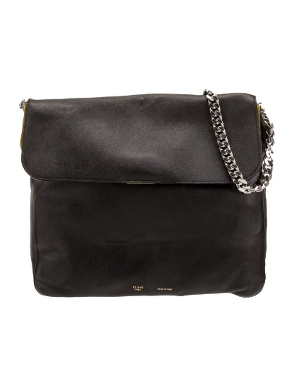 Celine Gourmette Medium Black Leather Shldr Bag