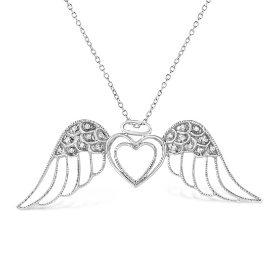 Elegant .07ct Diamond Accent Angel Wing Necklace