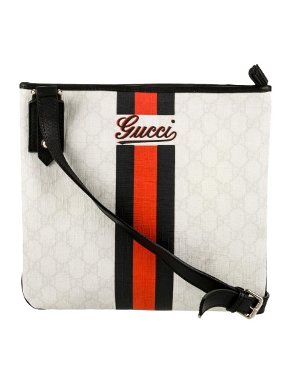 Gucci Red Gg Supreme Drawstring Cls Messenger Bag