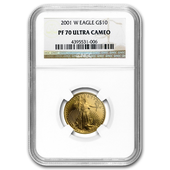 2001-w 1/4 Oz Proof American Gold Eagle Pf-70 Ngc