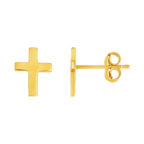 14k Gold Post Earrings With Crosses